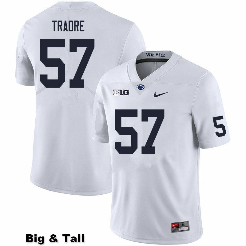 NCAA Nike Men's Penn State Nittany Lions Ibrahim Traore #57 College Football Authentic Big & Tall White Stitched Jersey MWS2398FJ